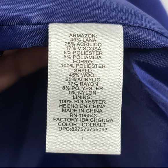 NWT Narciso Rodriguez Design Nation Wool Blend Blue Belted Coat L - Picture 4 of 7